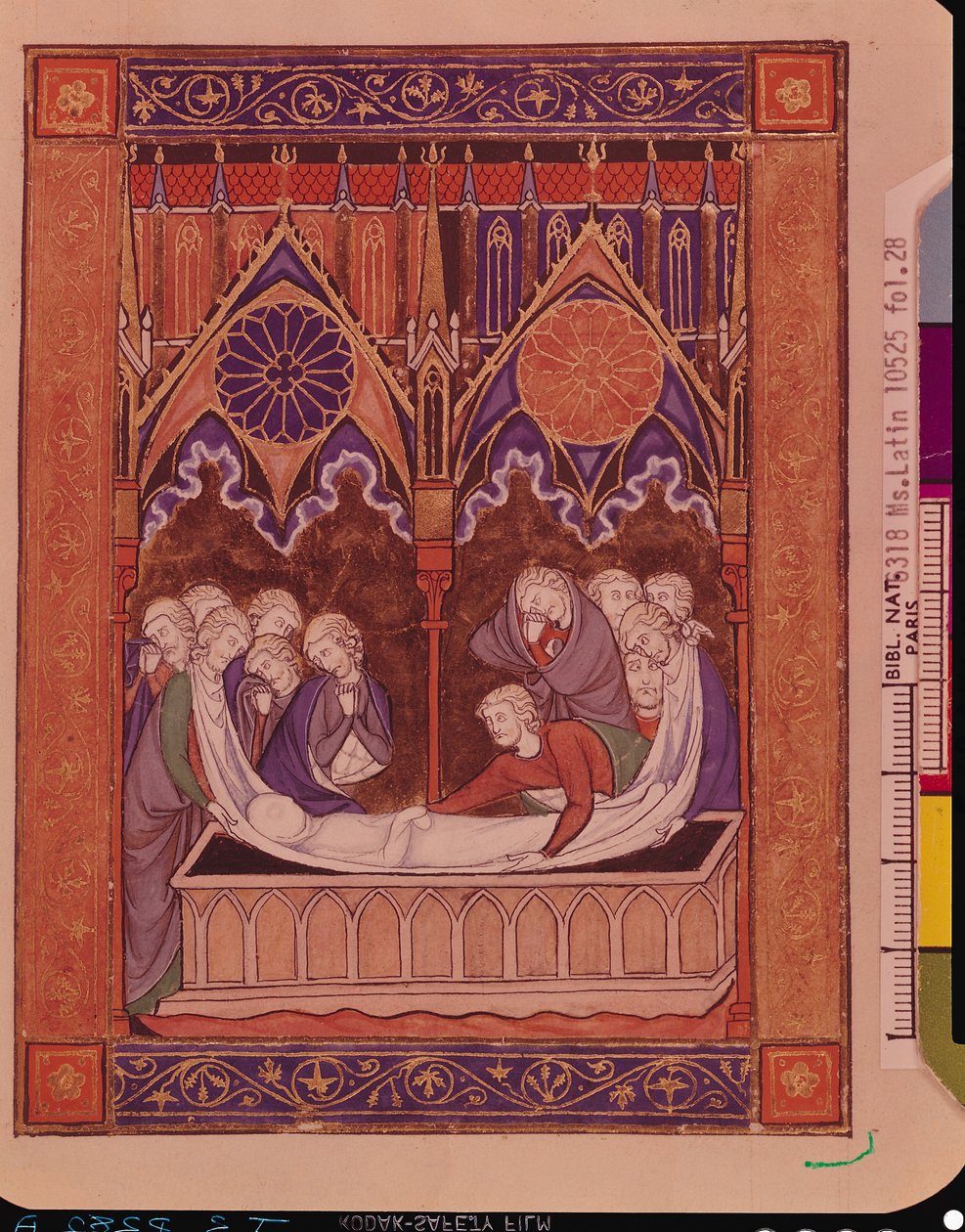 Ms Lat 10525 Fol.28 O Enterro de Jacó em Canaã, do Saltério de São Luís, c.1258-70 de French School