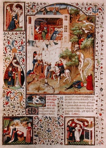 Ms Lat 17294 The Death of St. Edward the Confessor (1003-66) from the Breviary of the Duke of Bedford, c.1424-1435 (vellum) de French School