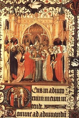 Sra. Lat 919 fol.37 O Casamento da Virgem, das Grandes Heures de Duc de Berry de French School