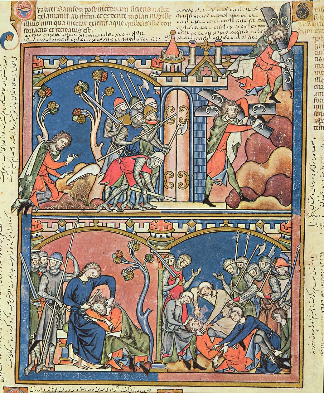 MS 638 fol.15r Samson e Delilah, da Morgan Picture Bible, c.1244-54 de French School