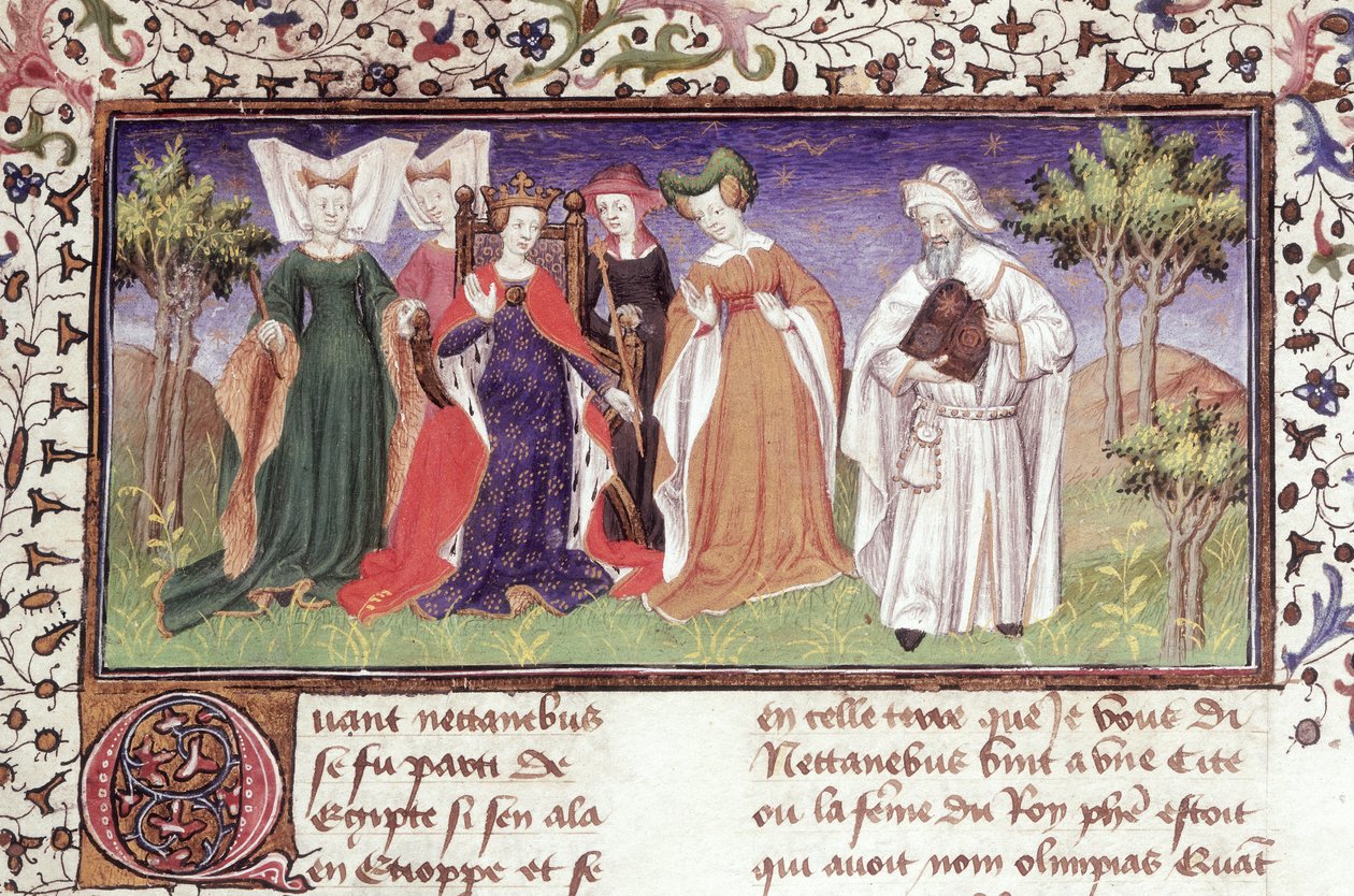 Ms Royal 20 B.XX fol.7 Olympias com Nectanebus, de 
