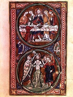 Sra n/a Lat 1392 Fol.3 A festa de casamento em Caná e o Batismo de Cristo, detalhe do 