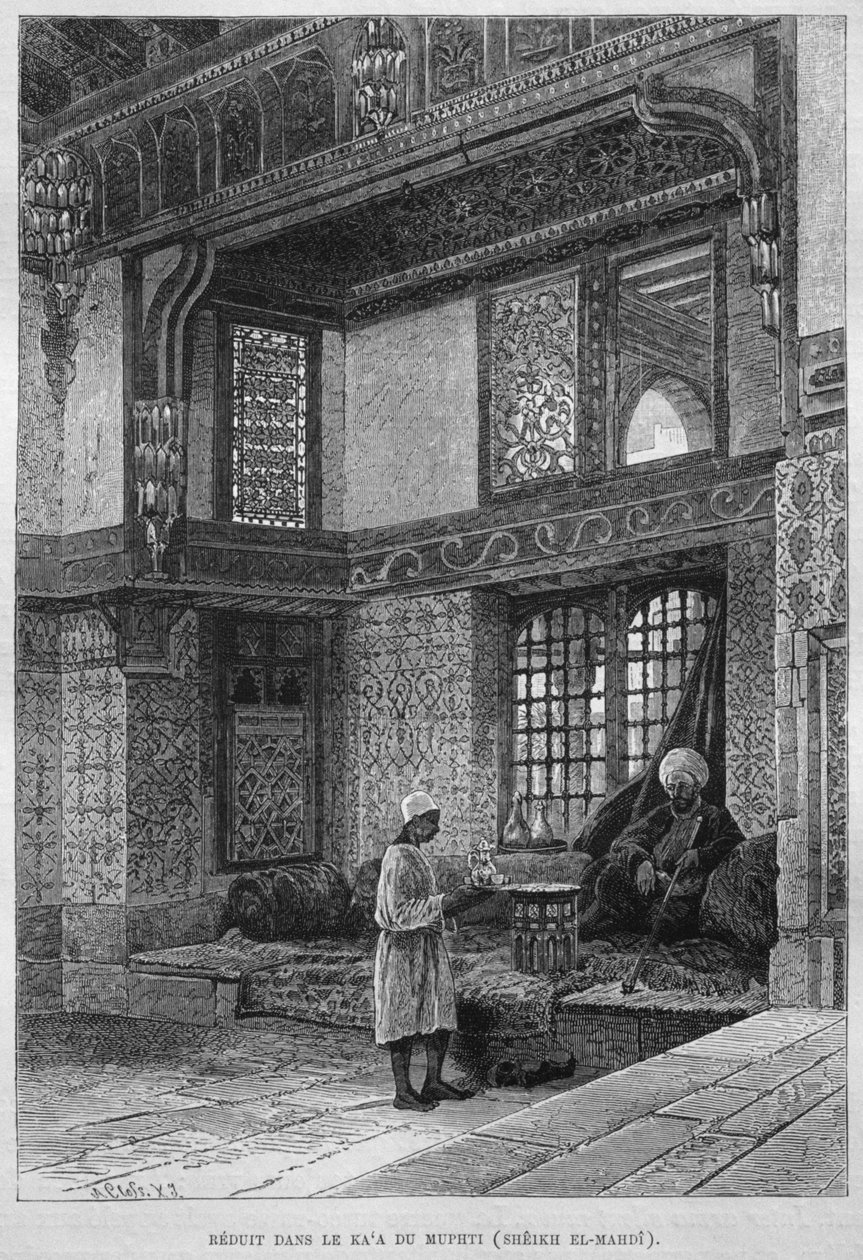 Casa de Mufti, Qaa, de LEgypte de Georg Moritz Ebers (1837-98), 1881 (gravura de bw) de French School