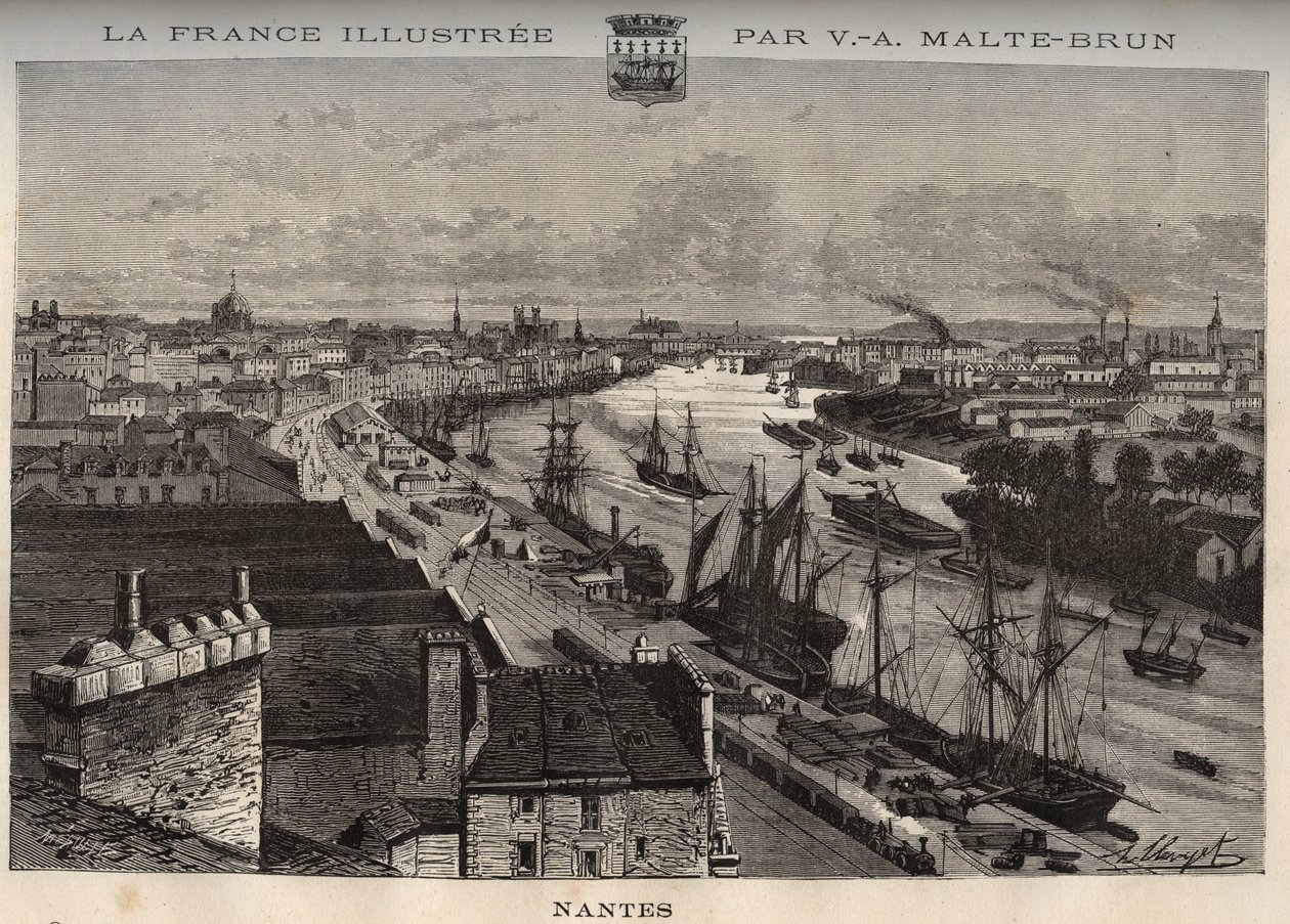 Nantes - Loire-Atlantique - gravura em "La France illustree: geographie, histoire, administration statistique" de V.A. Malt-Brown. 1884 de French School