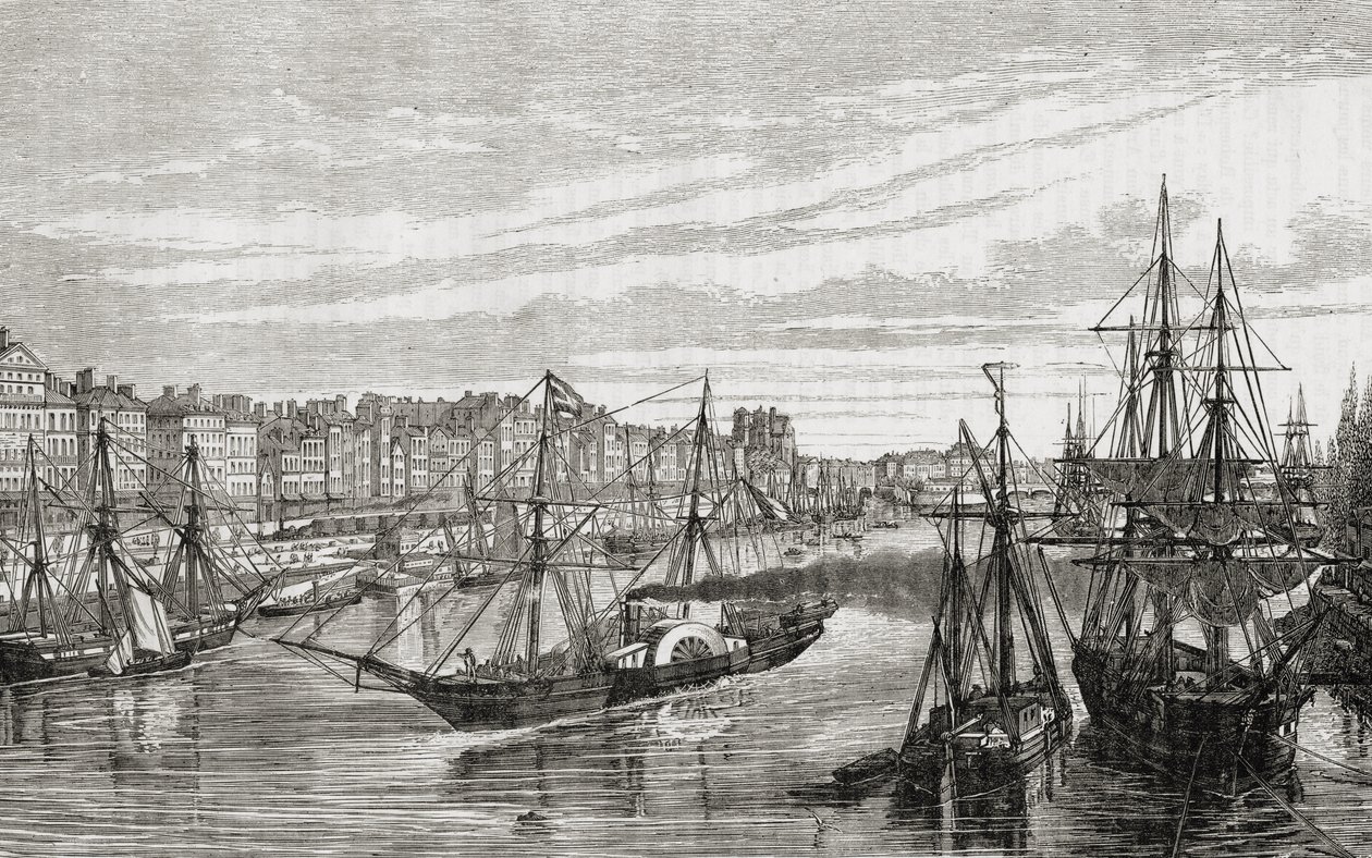 Nantes, França, no século XVIII, de "História da Revolução Francesa" por Louis Blanc (1811-82) gravada por Charles Maurand (fl.1863-81) 1847-1862 de French School