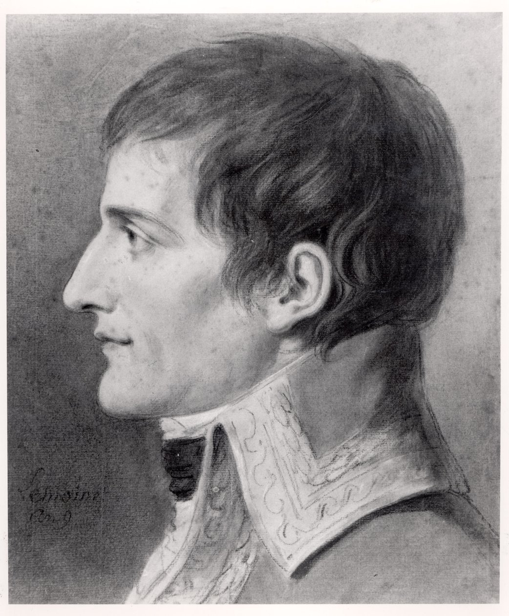 Napoleão Bonaparte (1769-1821) Primeiro Cônsul (carvão sobre papel) de French School