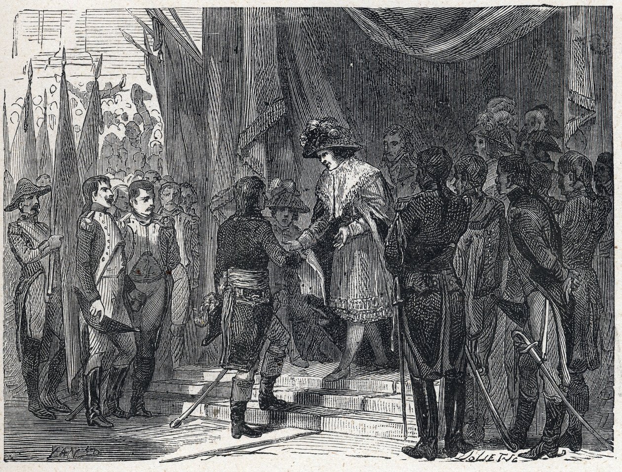 Napoleão Bonaparte (1769-1821) entregou a profissão de Campoformio (Campo-Formio, Campo Formio) ao membro do Conselho Executivo em 10 de dezembro de 1797. Este comércio entre a França e a Áustria marca o fim da Primeira Coligação, de French School