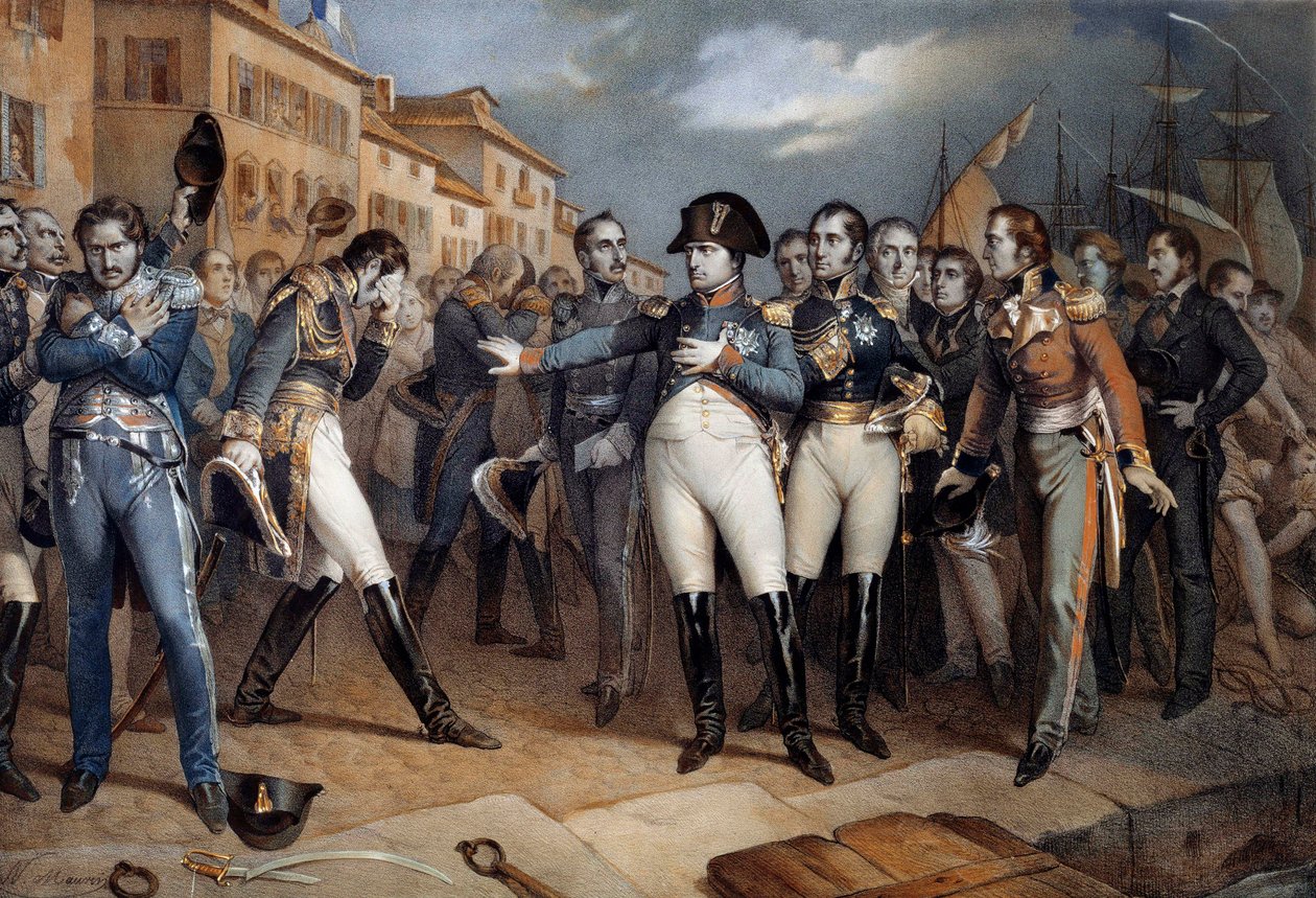 Napoleão I (1769-1821) confia na lei britânica e rende-se em 14/07/1815 Litografia por volta de 1815 Ile d