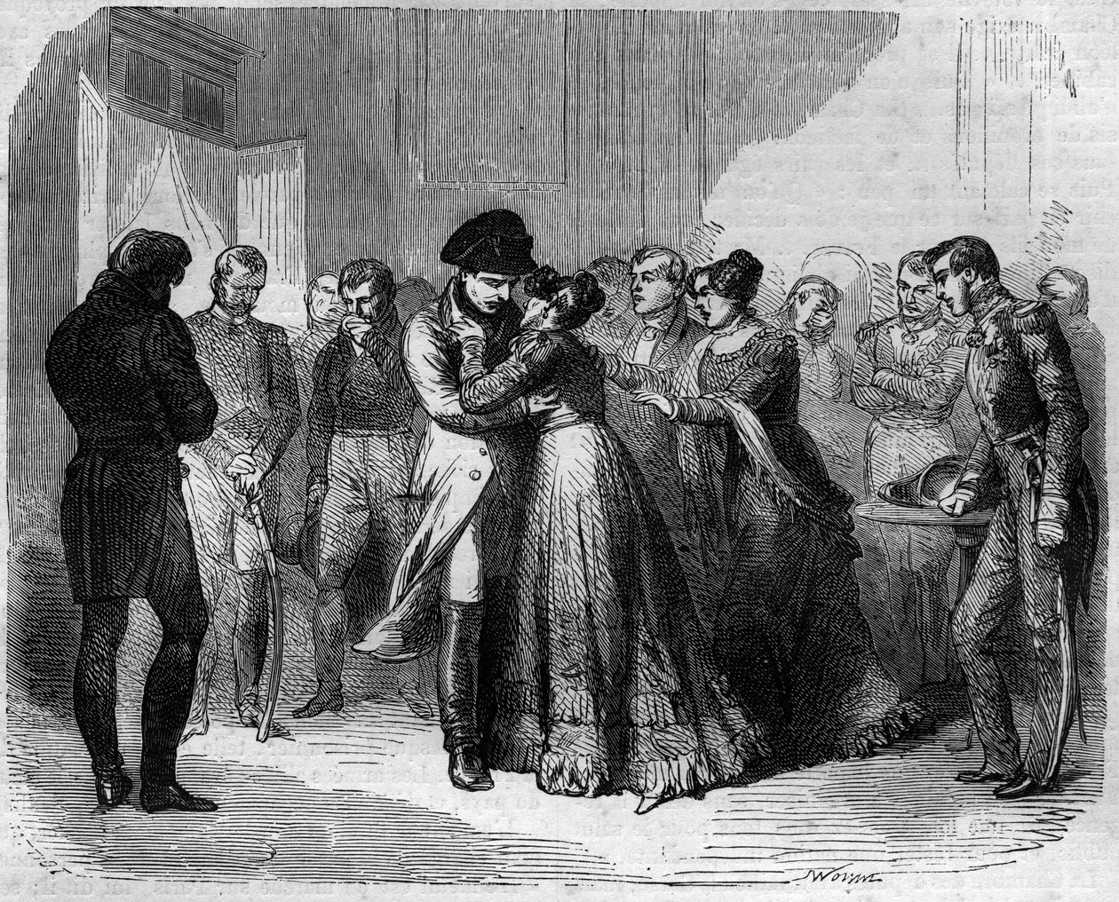 Napoleão I Bonaparte (1769-1821) despediu-se de Marie Louise da Áustria. Gravação em "Histoire des papes-kings-queens-et-empereurs a travessa les centuries" por Maurice Lachatre de French School