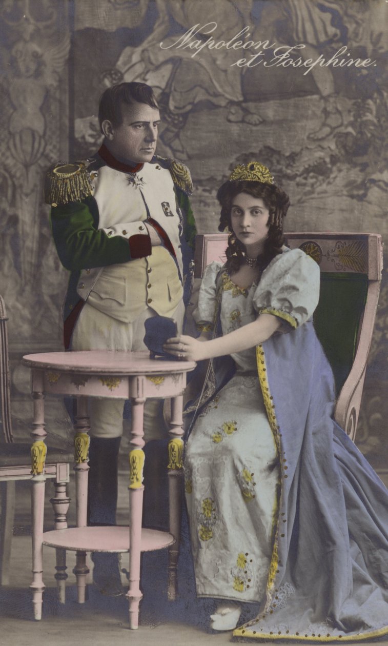 Napoleão e Josefina (litografia a cores) de French School