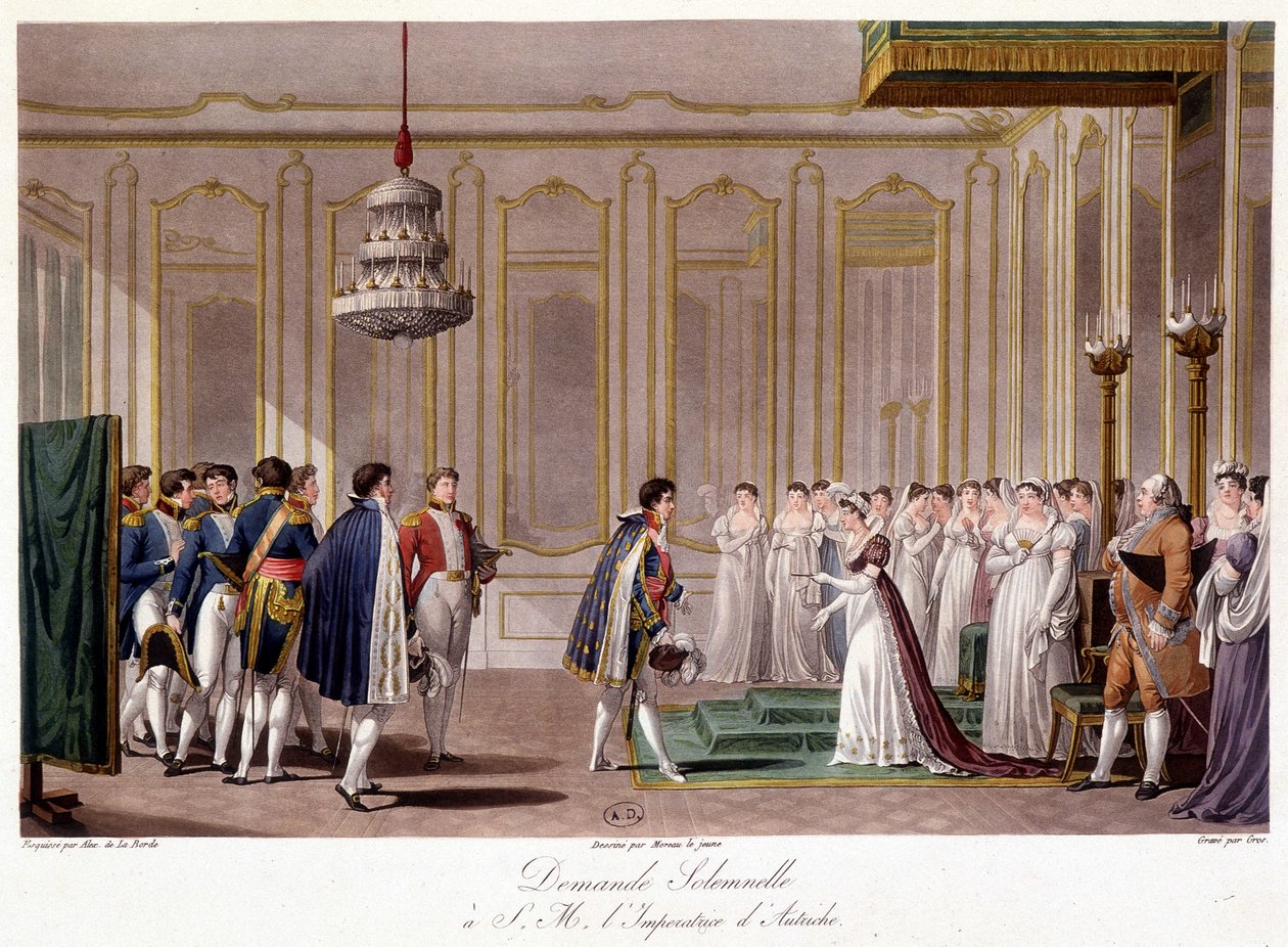 Napoleão pede a Marie Louise em casamento com o Impresso da Áustria - in "Précis historique de la guerre entre la France et l