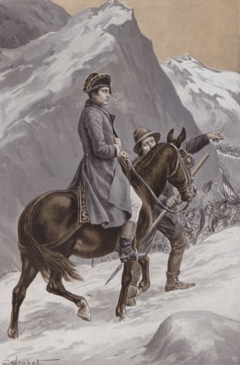 Napoleão atravessa os Alpes de French School