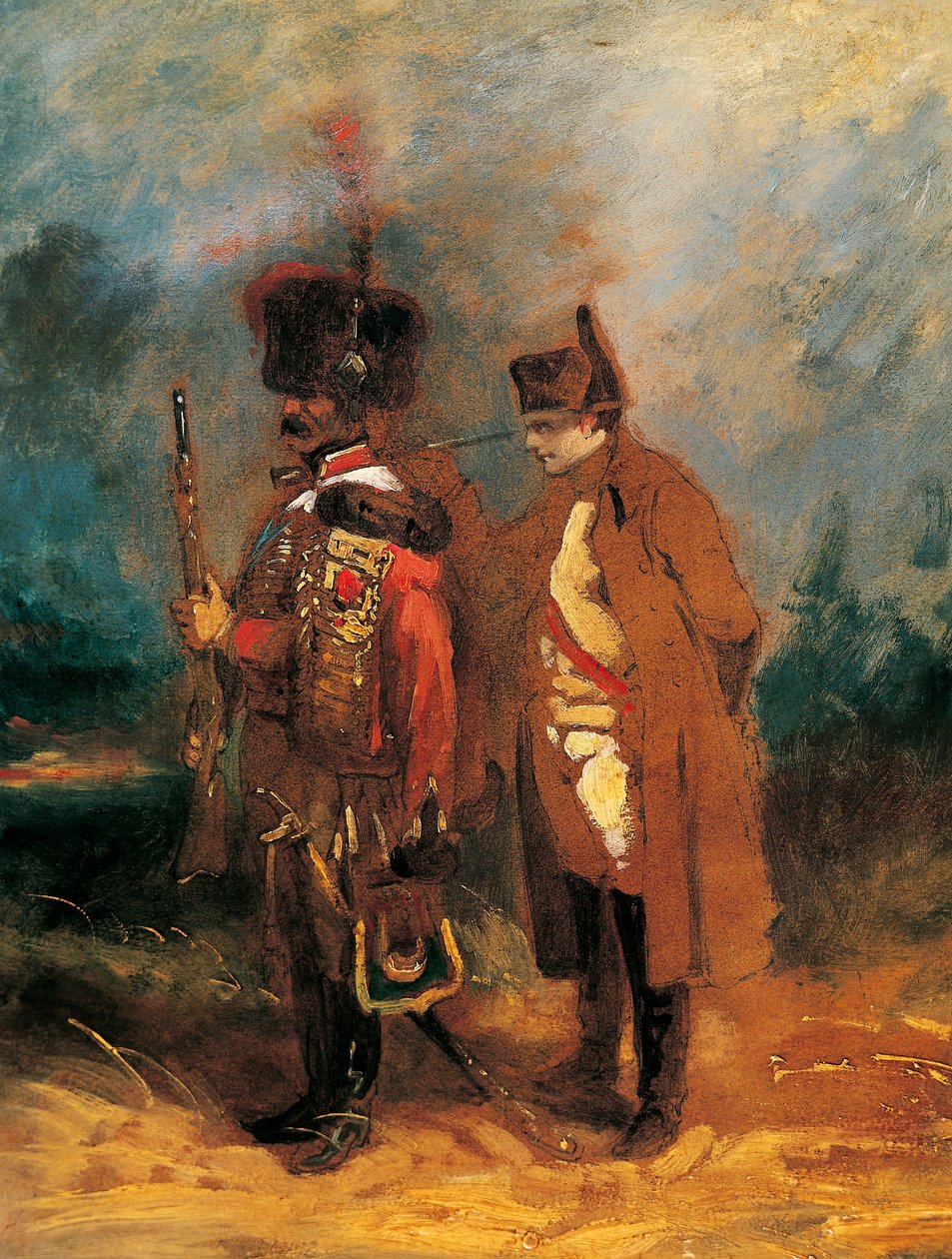 Napoleão durante a Defesa da França em 1814 (óleo sobre tela) de French School