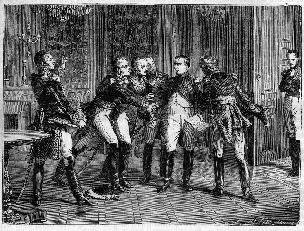 Napoleão conta aos seus marechais a sua decisão de abdicar, 6 de Abril de 1814 - Napoleão I anuncia a sua abdicação aos marechais em 6 de Abril de 1814 - no "Histoire de l