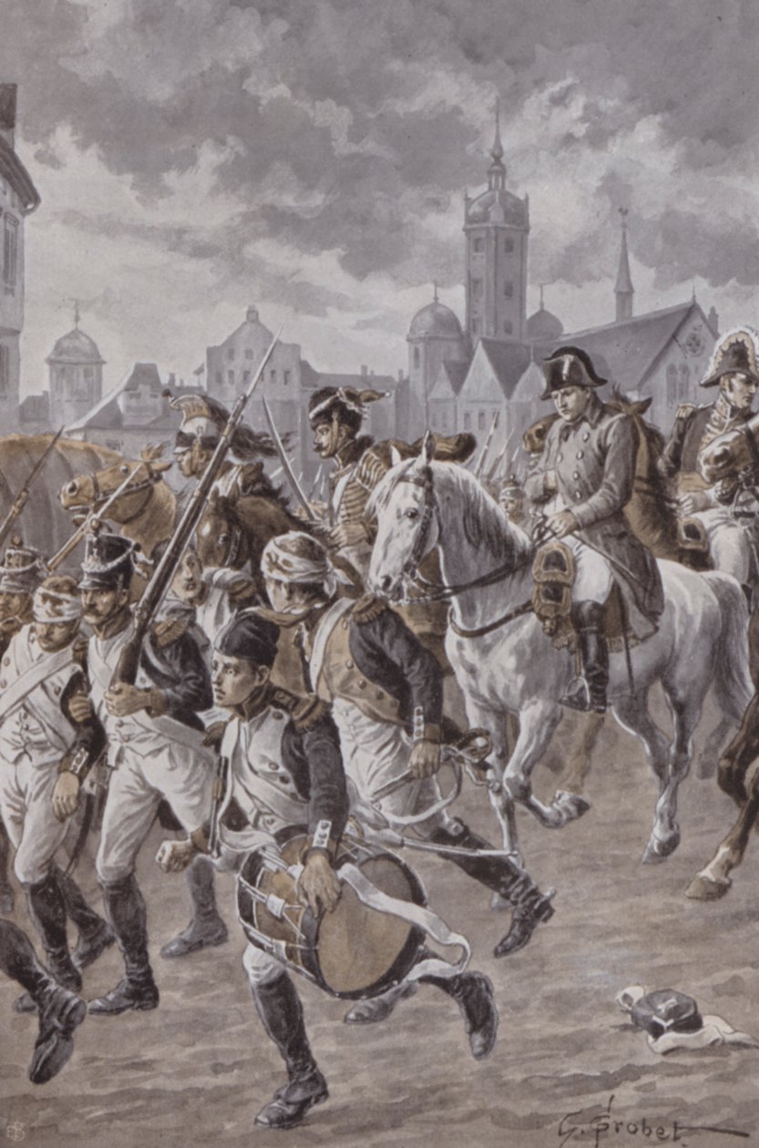 Napoleão com o seu exército (litografia) de French School