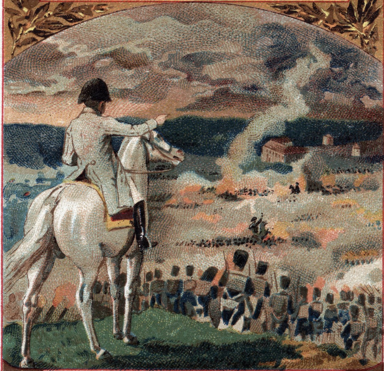 Guerras Napoleônicas: Napoleão I (1769-1821) observando a Batalha de Brienne-le-Chateau (Brienne le Chateau) (Dawn) em 29 de janeiro de 1814, durante a campanha francesa. O exército francês derrotou as tropas prussianas do general Gebhard Leberecht von Blu de French School