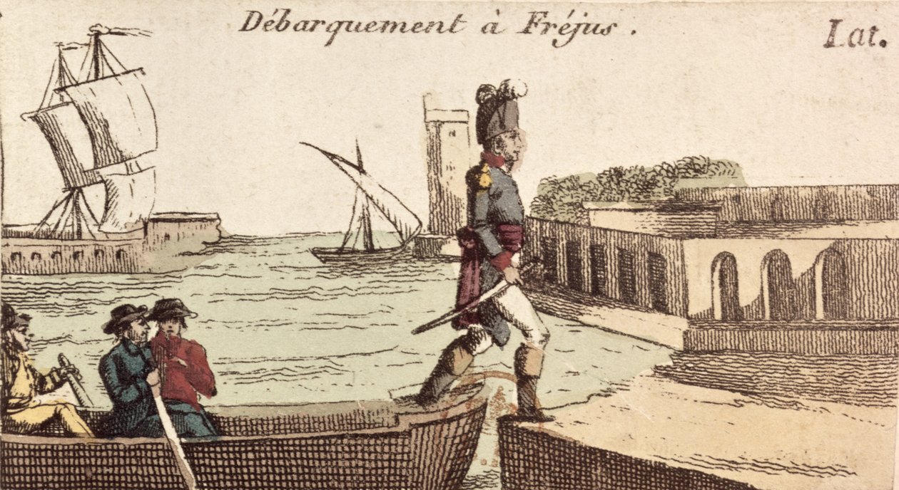 Chegada de Napoleão a Frejus no retorno da campanha egípcia, 9 de outubro de 1799 de French School