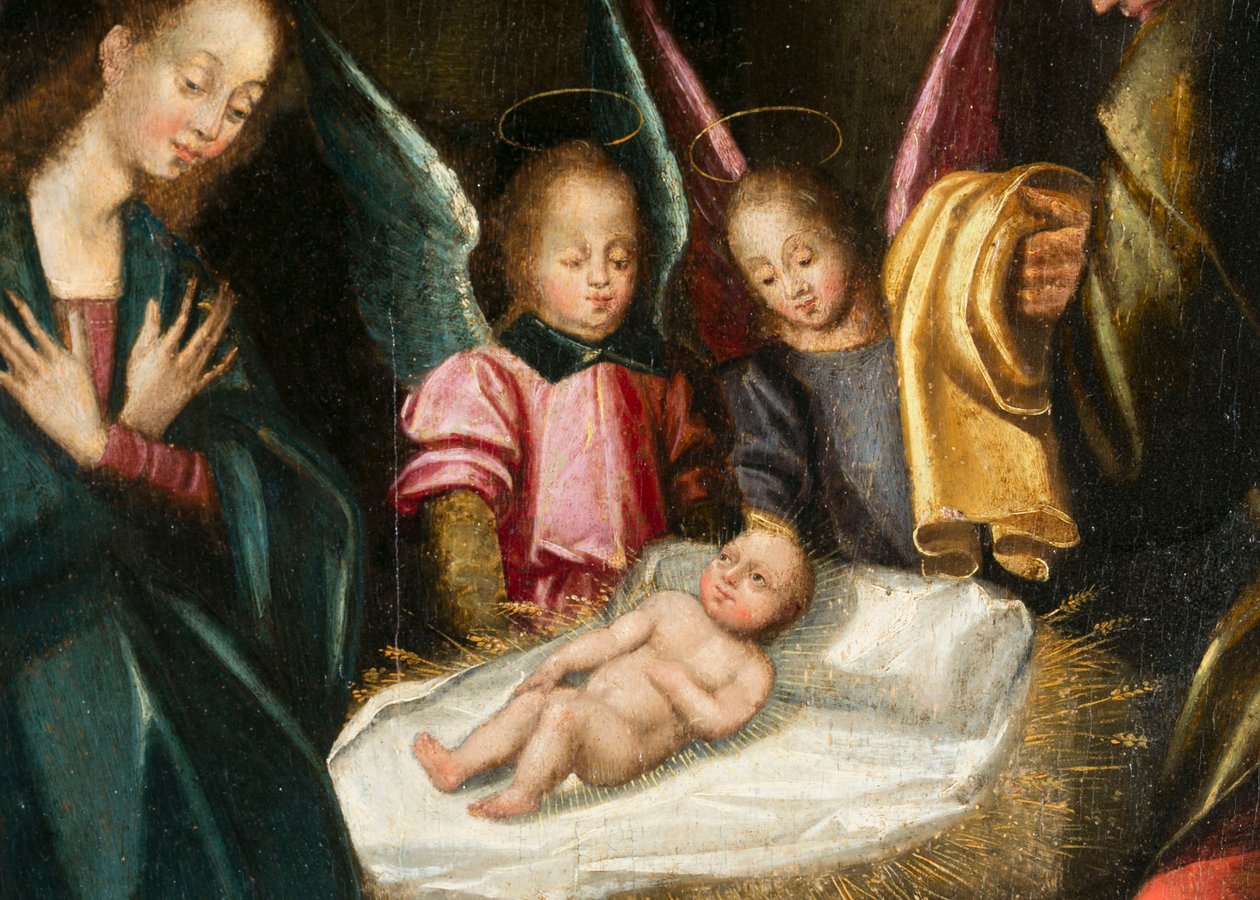 Natividade, detalhe. Tríptico de Aubery de French School