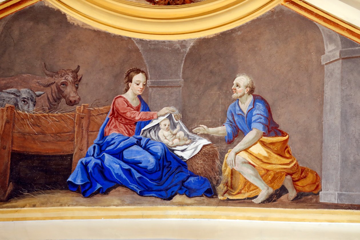 Presépio. A Família Holly. A igreja de São Nicolau de Veroce. Pintar a França. de French School