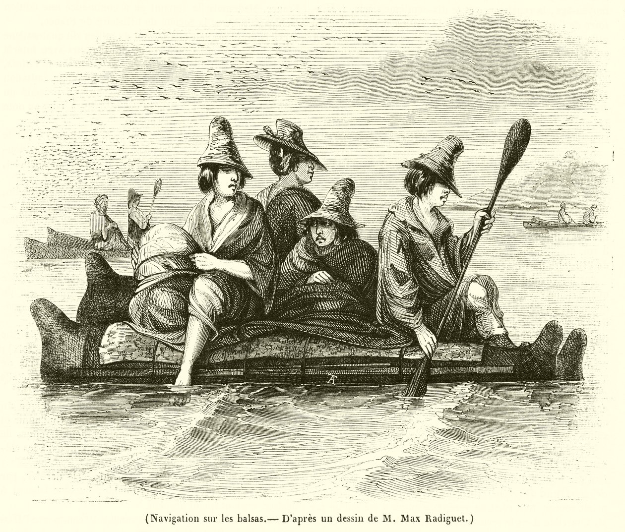 Navegando nas balsas (gravura) de French School