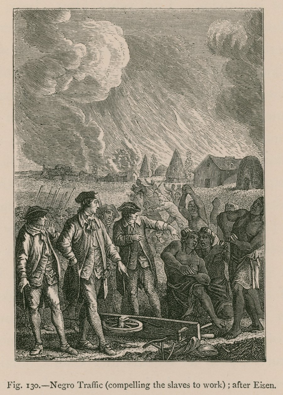Negro Traffic (Compelling the Slaves to Work); segundo Eisen (gravura) de French School