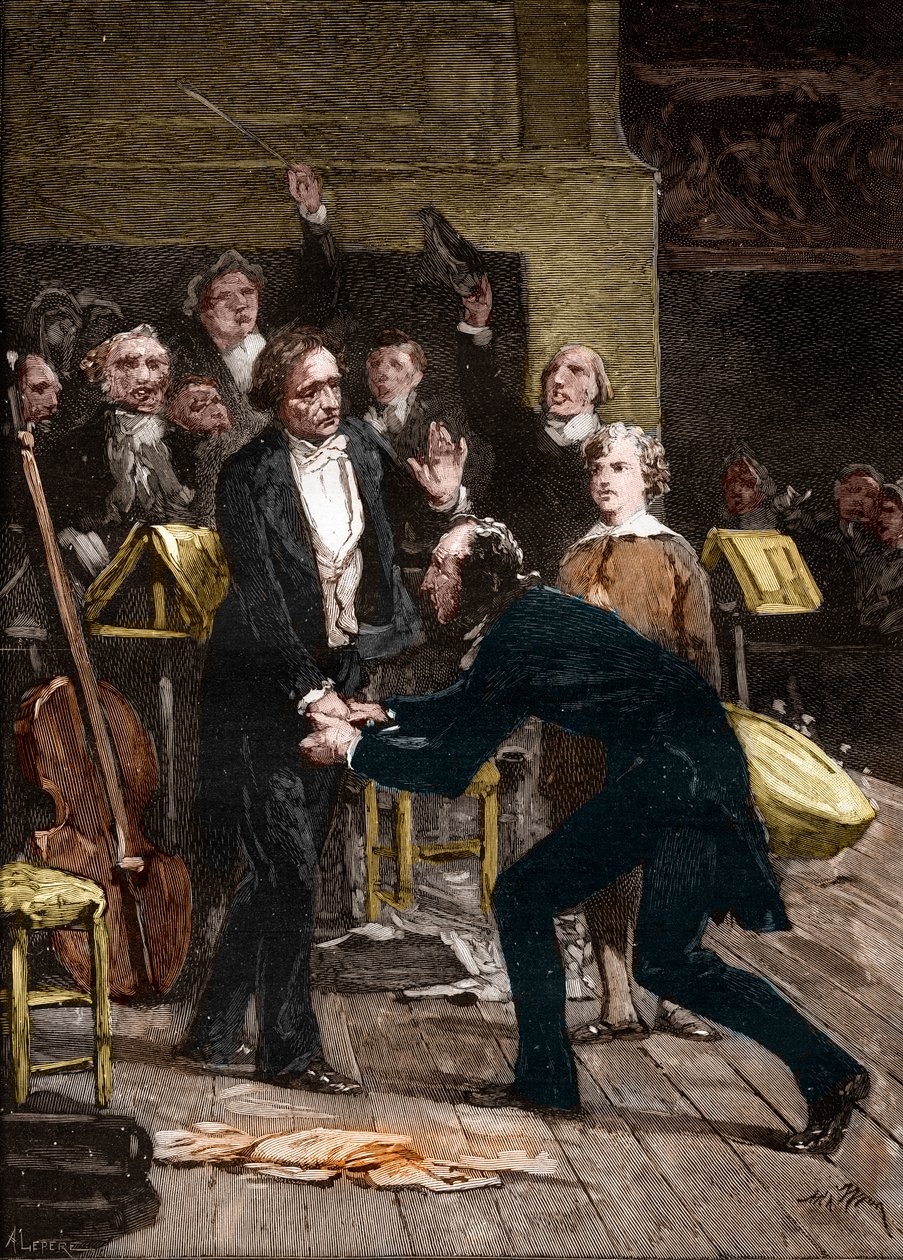 Niccolo Paganini e Hector Berlioz, depois de uma fantástica actuação de uma Sinfonia de French School