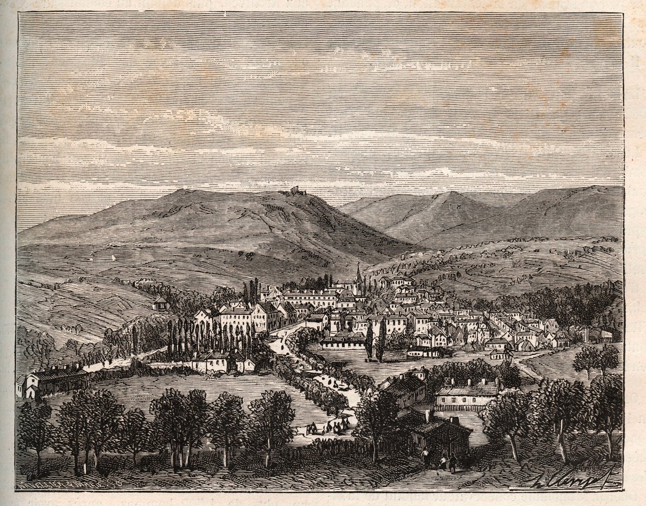 Niederbron-les-Bains en Alsace - gravura em "La France illustree: geographie, histoire, administration statistique" de V.A. Malt-Brown. 1884 de French School
