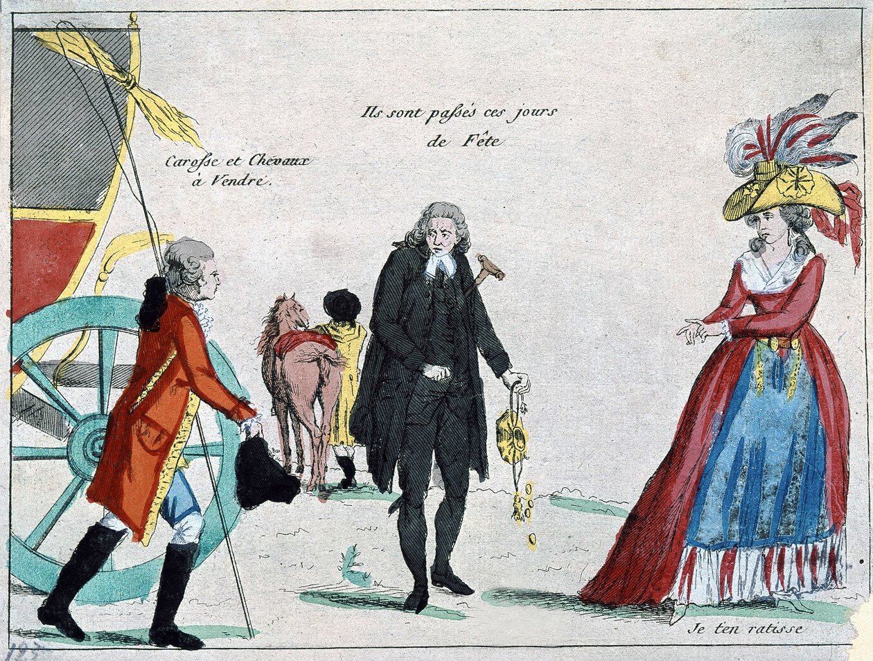Nobreza, clero e burguesia sem dinheiro, caricatura da revolução, finais do século XVIII de French School