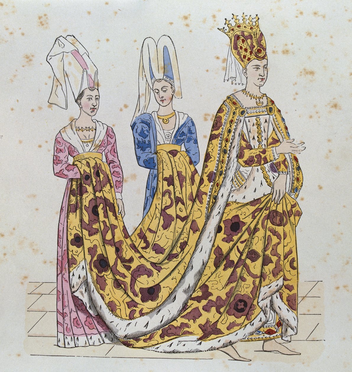 Nobre da corte de Isabella da Baviera e seus assistentes de French School
