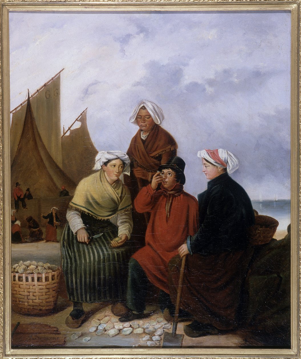 Normandia, degustação de ostras - Óleo de Francoeur de French School