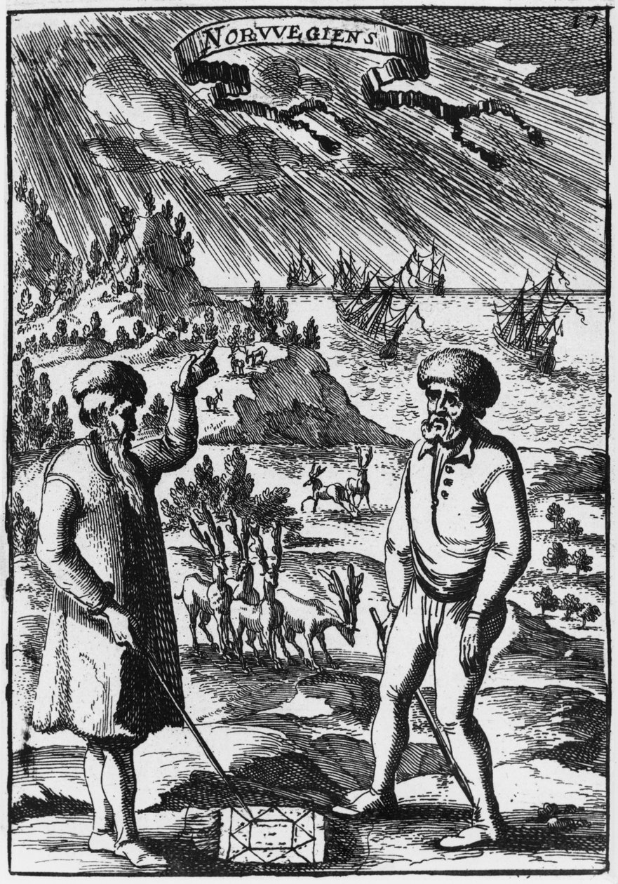 Os noruegueses, ilustração da descrição dos universos por Allain Manesson Mallet (1630-1706) publicaram Paris, 1683 de French School