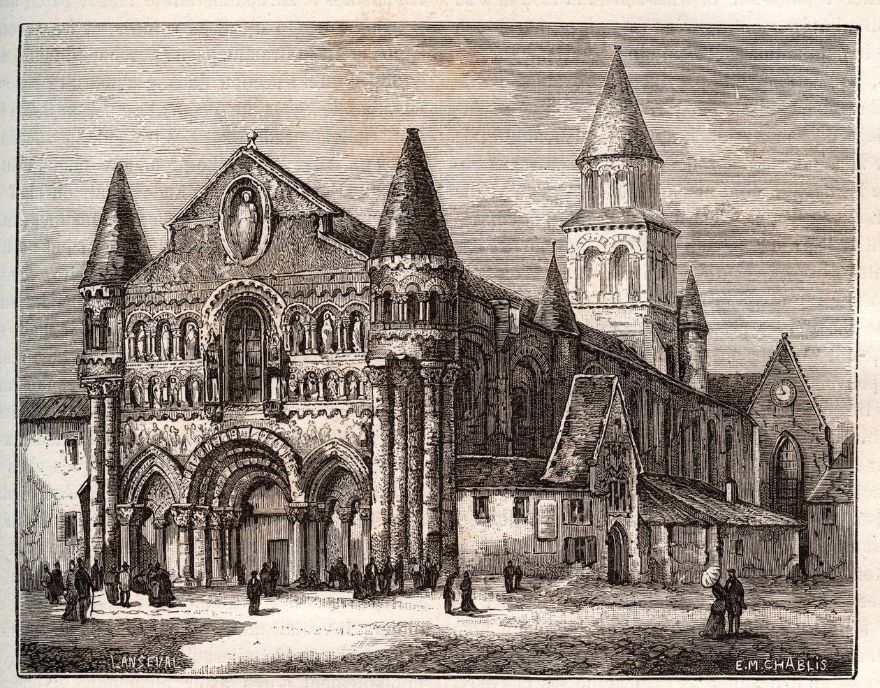 Notre Dame (Notre-Dame) de Poitiers - gravura em "La France illustree: geographie, histoire, administration statistique" de V.A. Malt-Brown. 1884 de French School
