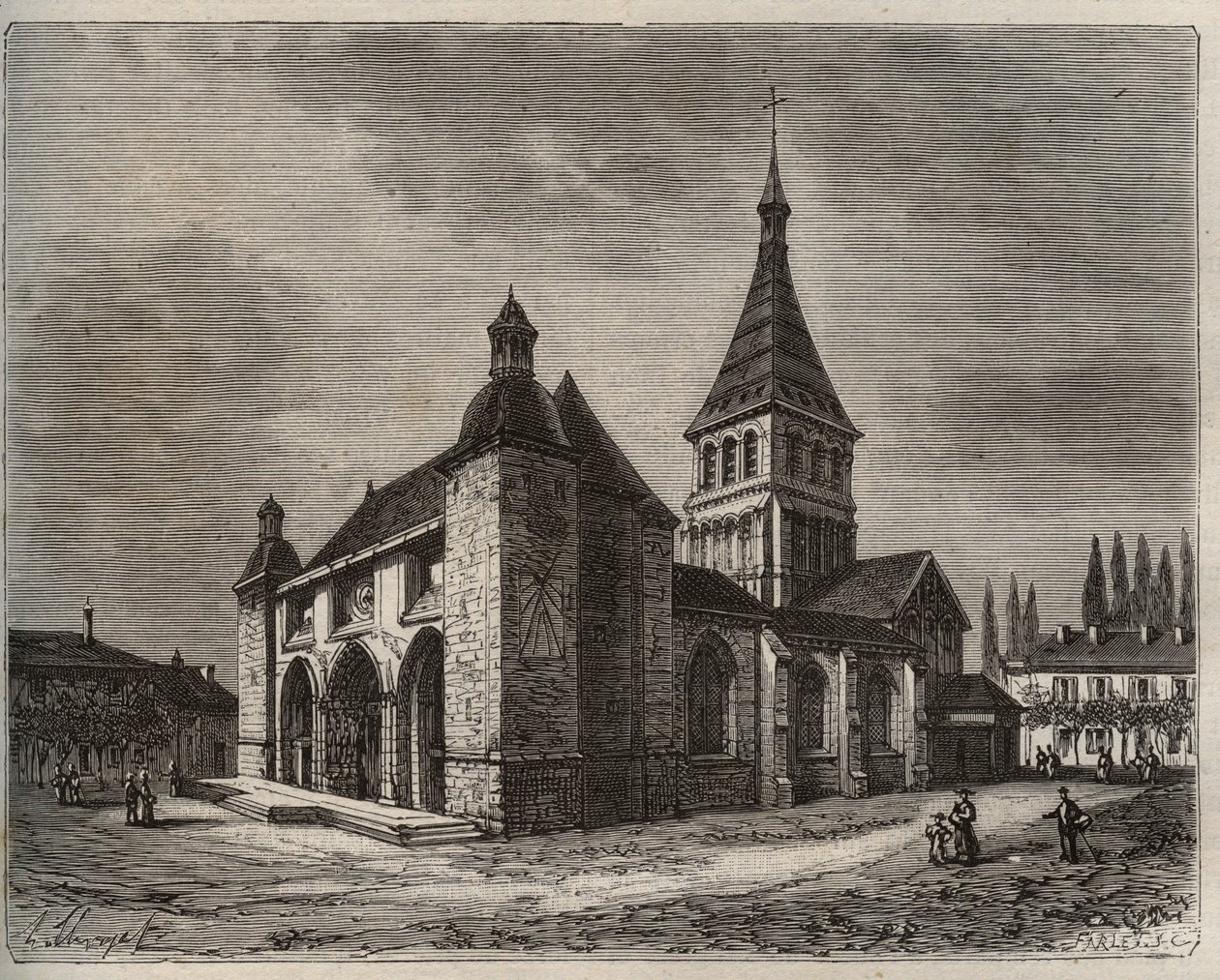 Notre Dame de Wassy - Haute-Marne na região de Champagne-Ardenne - gravura em "La France illustree: geography, history, statistical administration" de V.-A. Malt-Brown. 1884 de French School