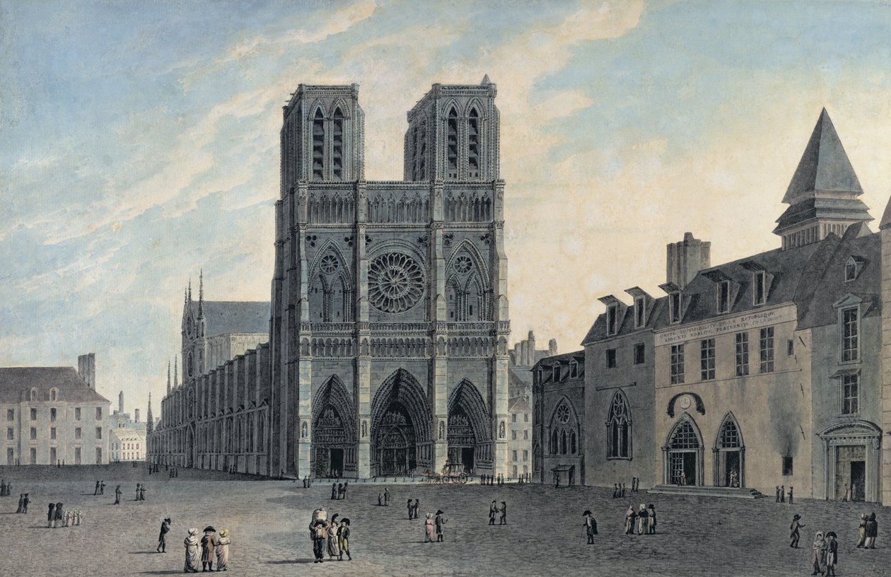 Notre Dame, início do século XIX (gravura a cores) de French School