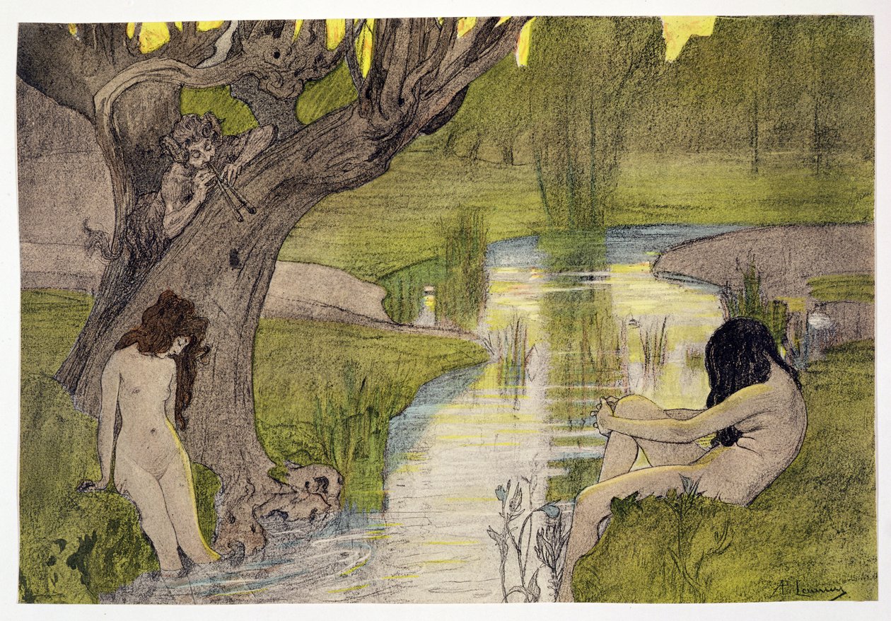 Nymphs Bathing, de LEstampe Moderne, publicou Paris em 1897-99 de French School