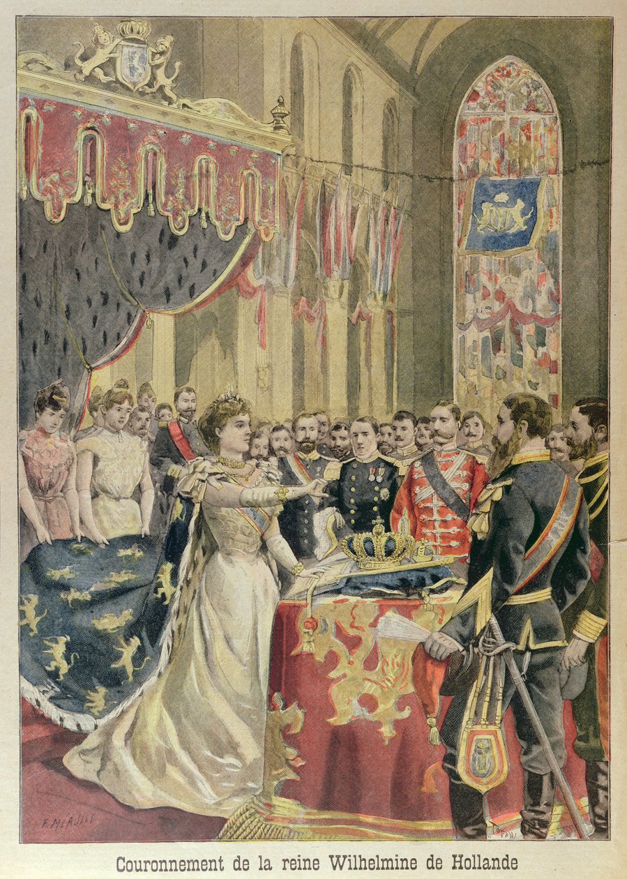 Juramento de Constituição ou a Rainha Wilhelmina (1880-1962) na Igreja Nova (Nova Igreja) Amsterdã, 31 de agosto de 1898, ilustração do Le Petit Journal, setembro de 1898 de French School