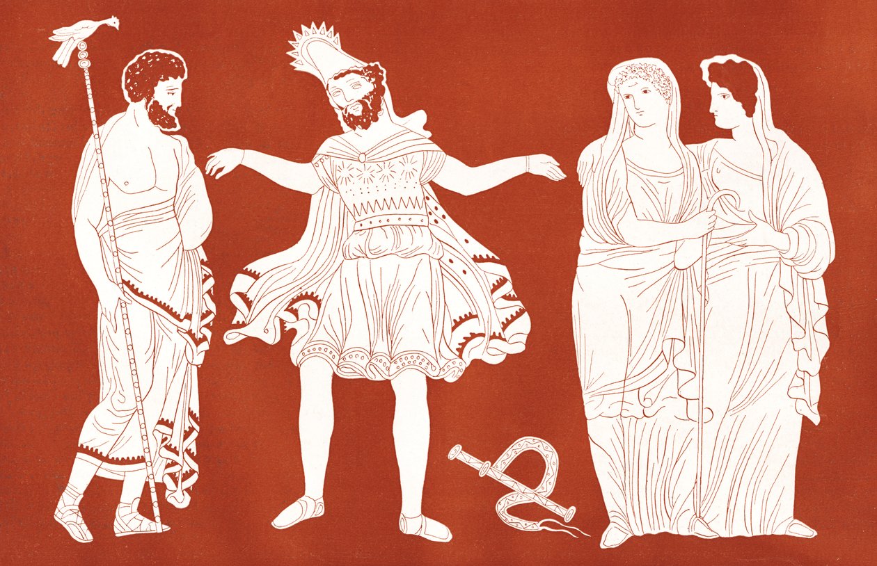 Édipo com Tirésias, de "Le Théâtre", dezembro de 1899 (gravura) de French School