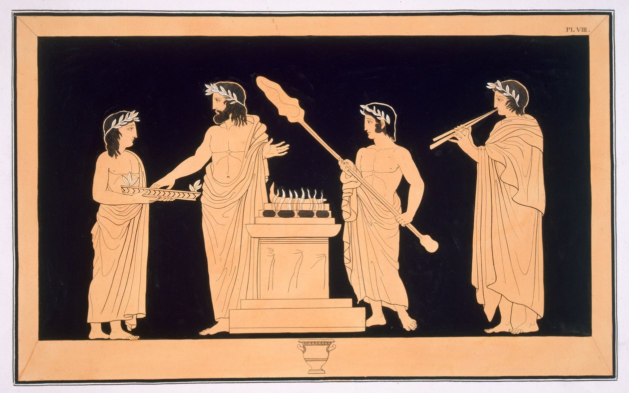Ofertas em um altar, publicado em 1808-10 de French School