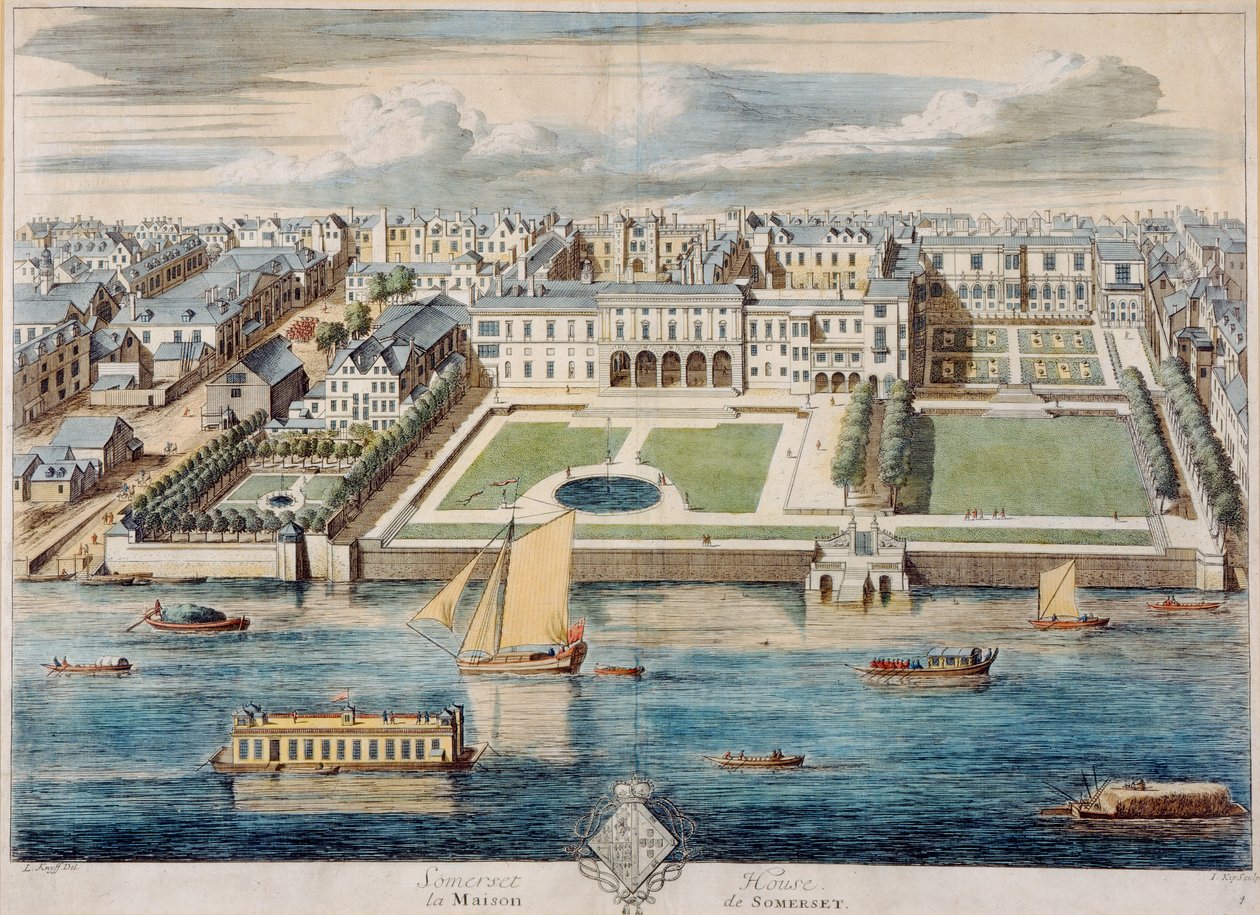 Antiga casa de Somerset na costa, gravada por Jean Benoit Winckler de French School