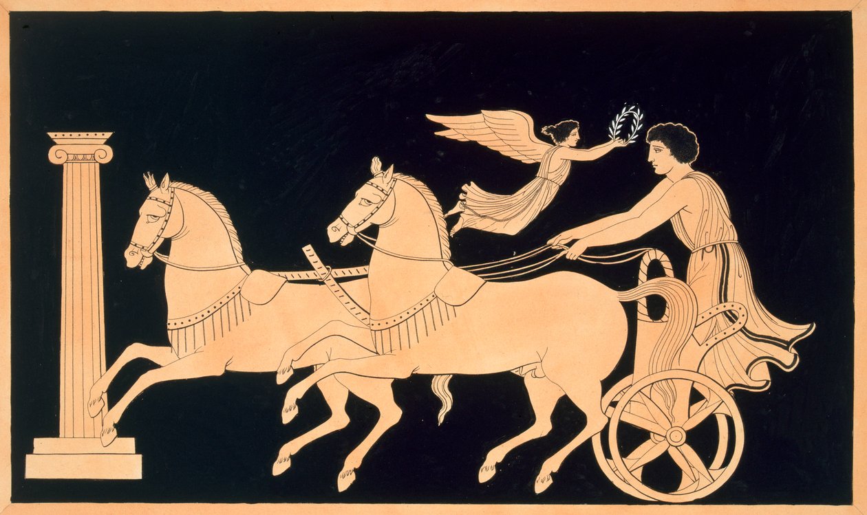 Cocheiro olímpico coroado com uma coroa de louros, publicado 1808-10 de French School