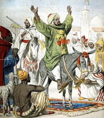 Omar Zarahun, pretendente ao trono de Marrocos, pregando uma guerra santa, cobre a ilustração do Le Petit Journal, 23 de novembro de 1902 de French School