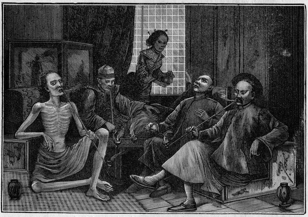 Fumadores de ópio no século XIX. de French School