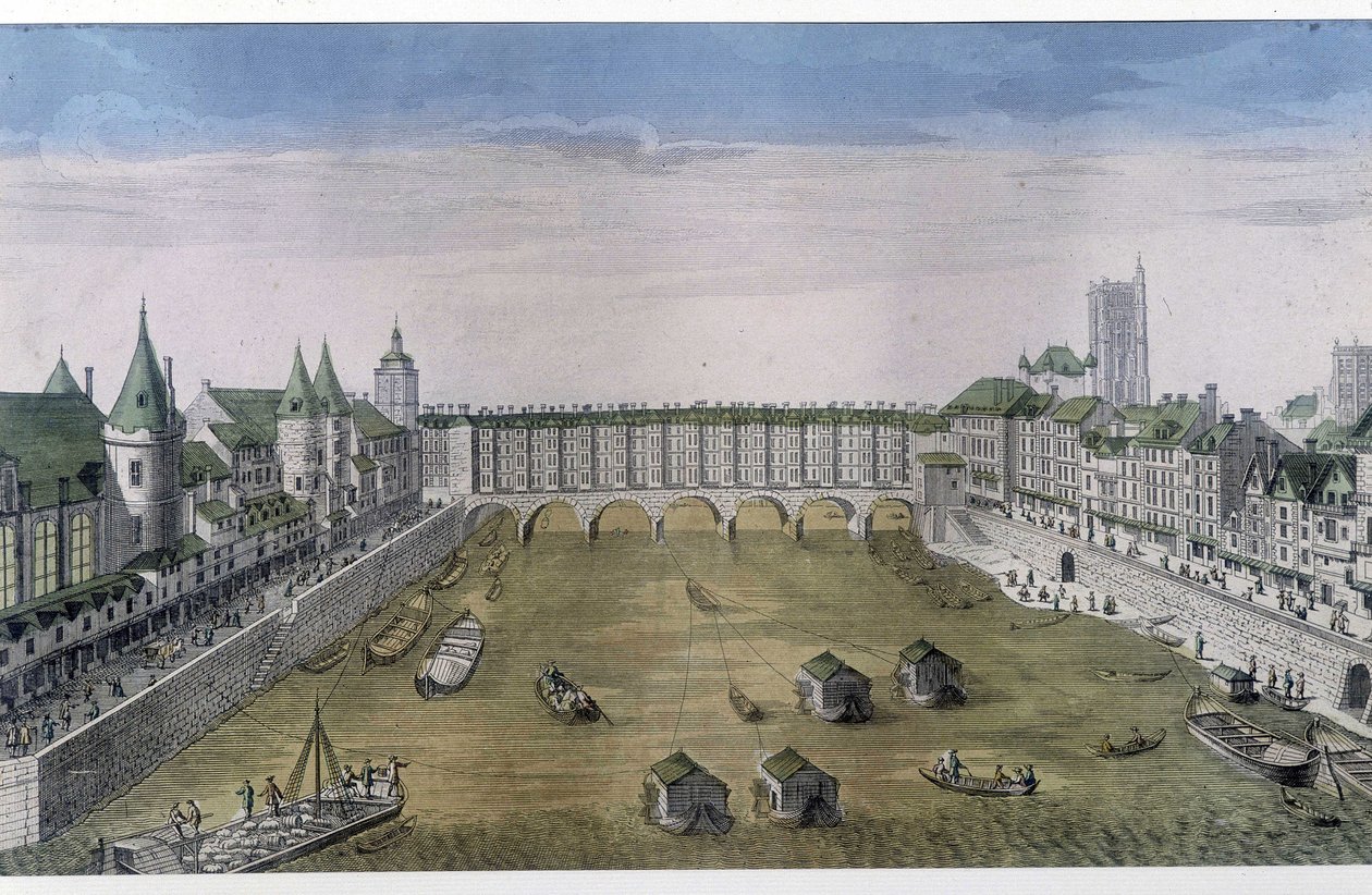 Vista ótica de Paris: Le Pont au change. sd. v. 1800, cidade de Paris. de French School