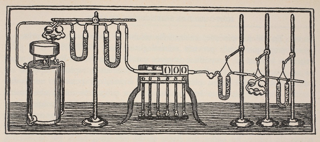Análise química orgânica, cópia por Boris Mestchersky (d.1957) Ilustração da História da Nação Francesa, Ciências, Volumes I e II, por Gabriel Hanotaux (1853-1944), 1924 de French School