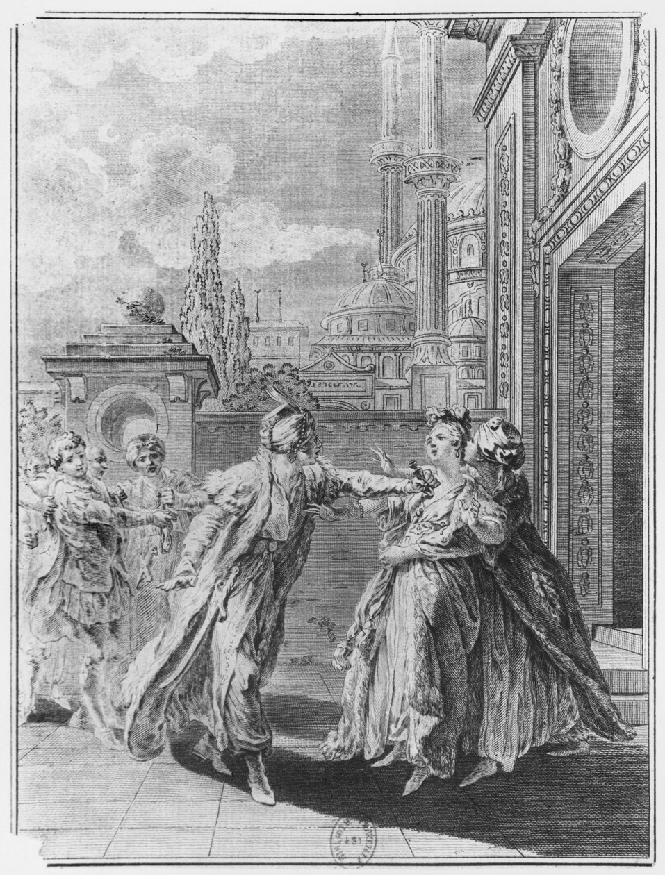 Orosmane matando Zaire, ilustração do ato V do &39;Zaire&39; de Voltaire (1694-1778) de French School