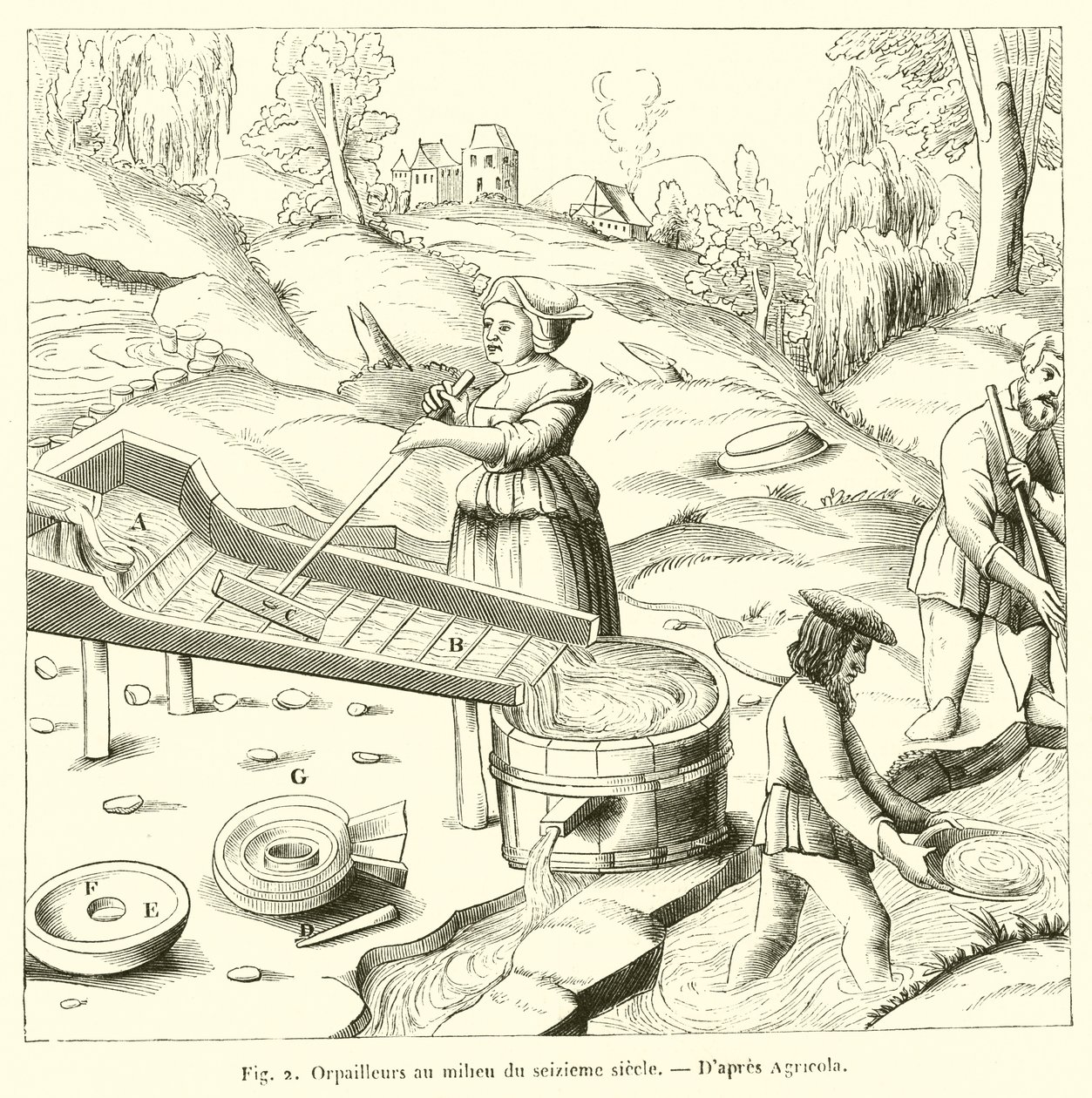 Pintores de ouro em meados do século XVI (gravura) de French School