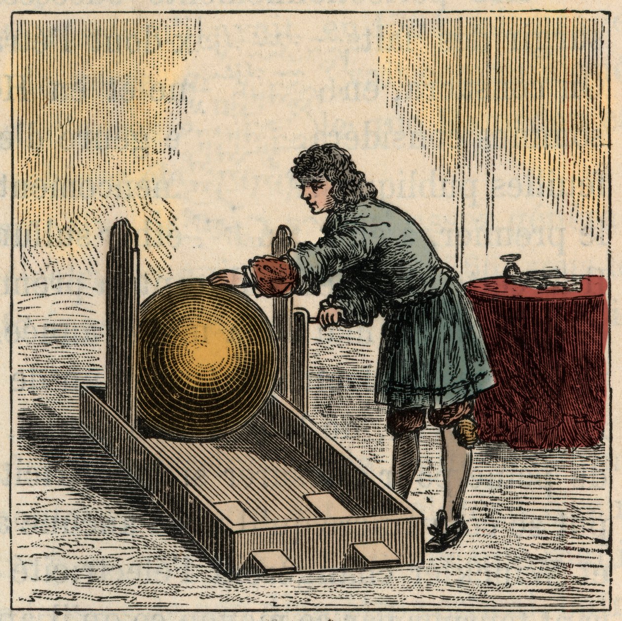Otto von Guericke (1602-1686), físico alemão, operando o primeiro gerador de eletricidade estática - máquinas estáticas: Otto von Guericke (Otto de Guericke de French School