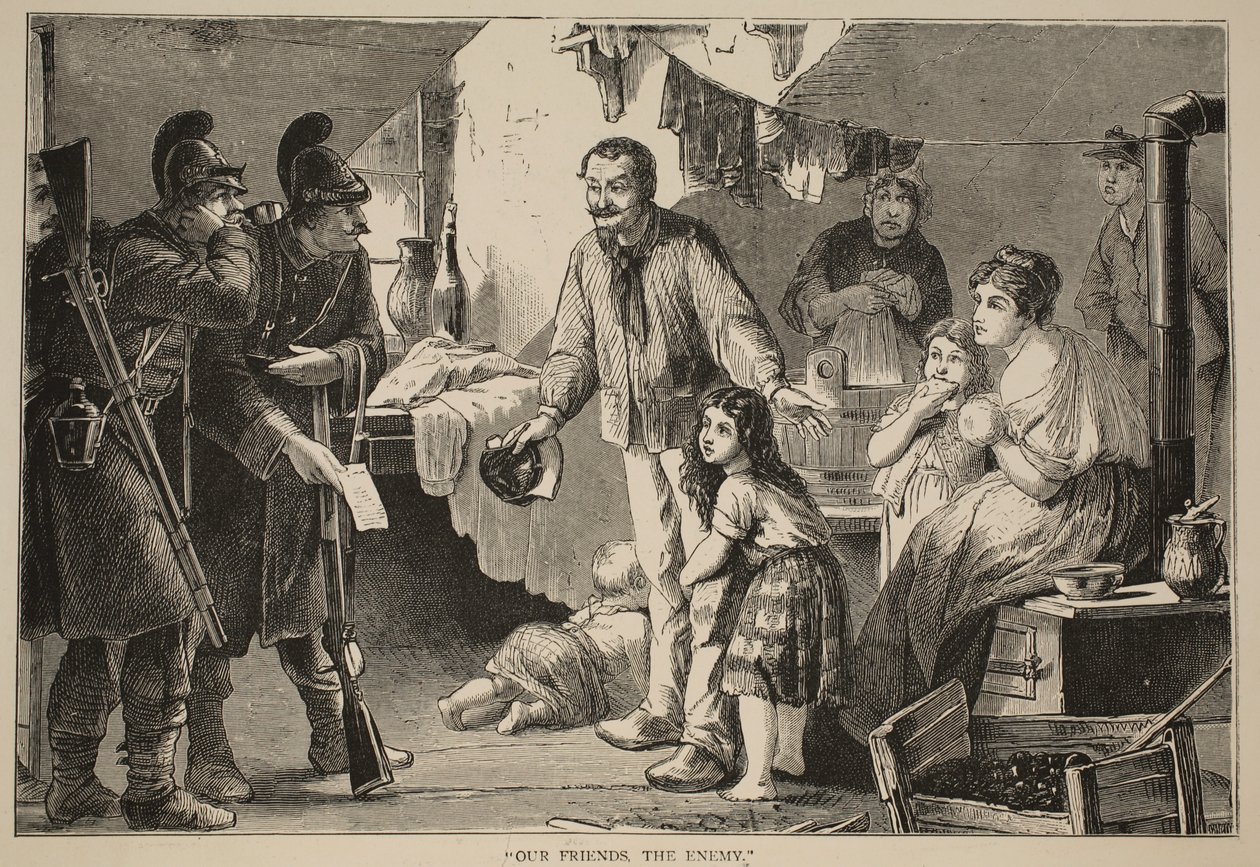 Nossos amigos, o inimigo, ilustração de Cassells História da guerra entre a França e a Alemanha, 1870-1871 de French School