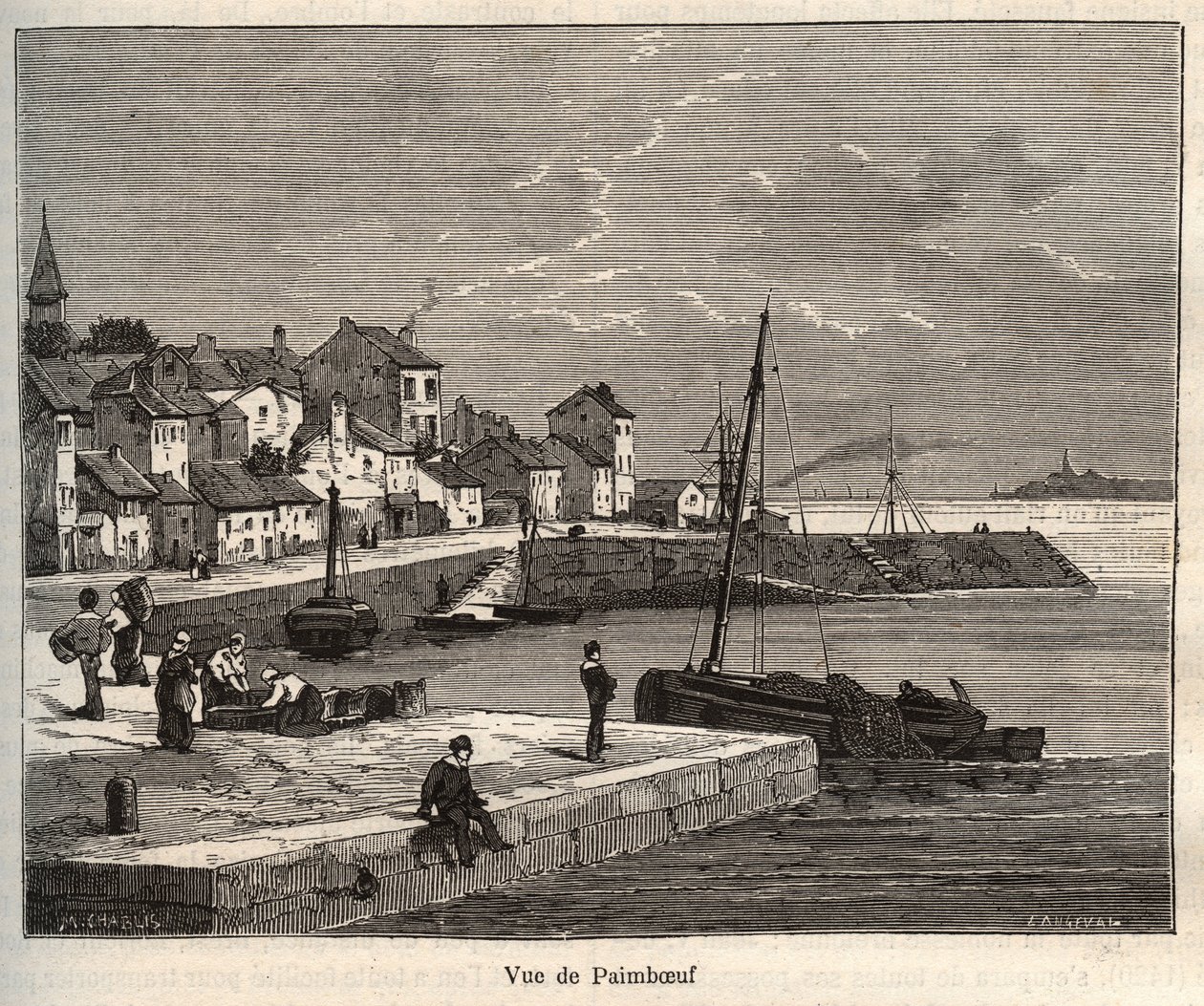 Paimboeuf - Loire-Atlantique, na região Pays de la Loire - gravura em "La France illustree: geographie, histoire, administration statistique" de V.-A. Malt-Brown. 1884 de French School