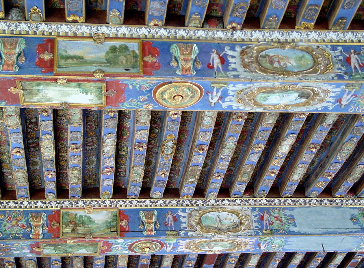 Vigas pintadas, Chateau dOiron, Vale do Loire (madeira pintada) de French School